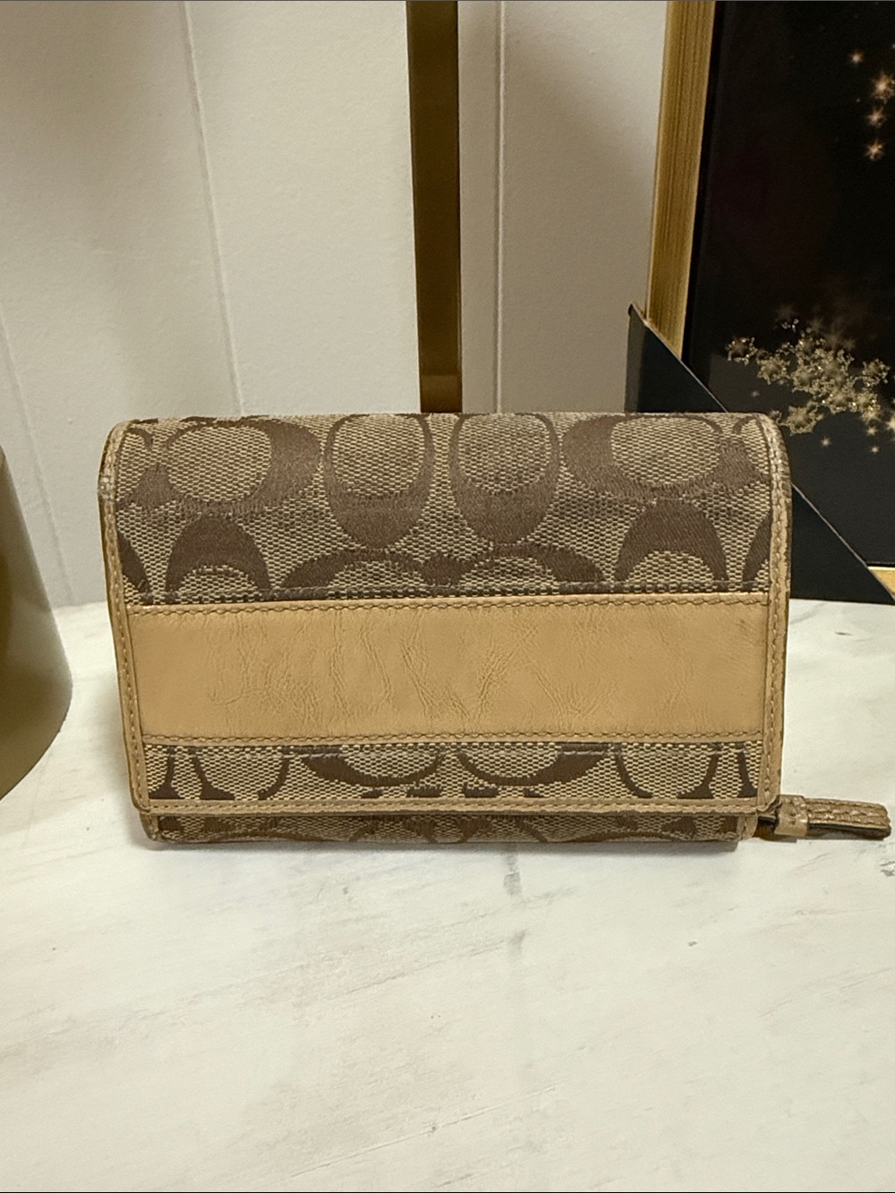 Coach Poppy Legacy Trifold Wallet in Canvas and Leather